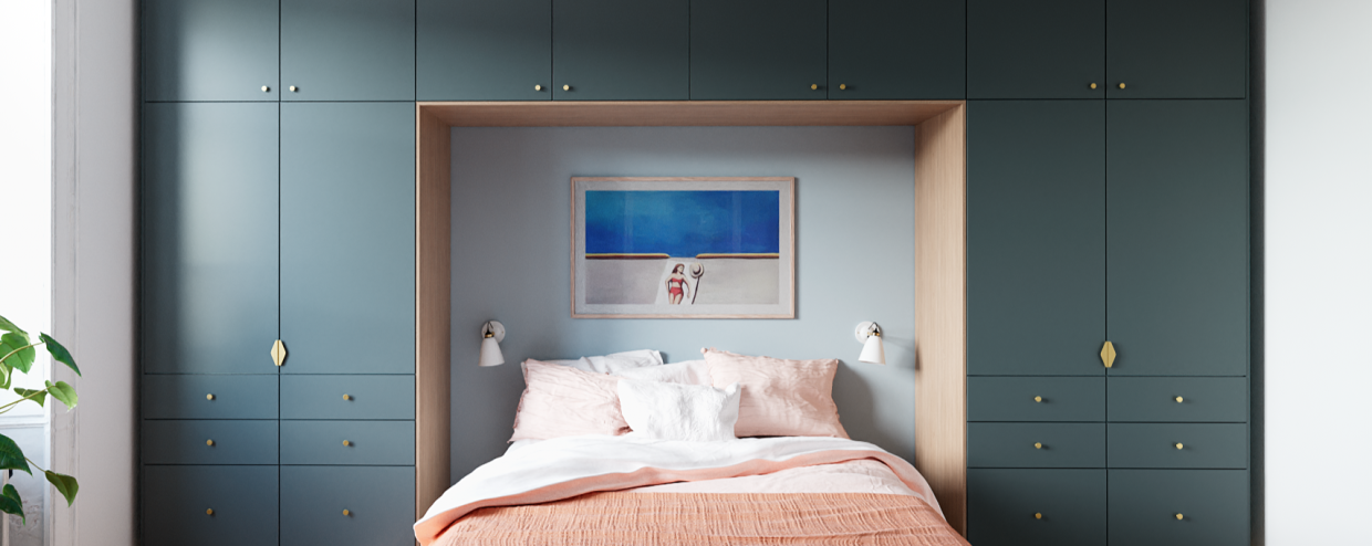 Dressing tête de lit bleu paon