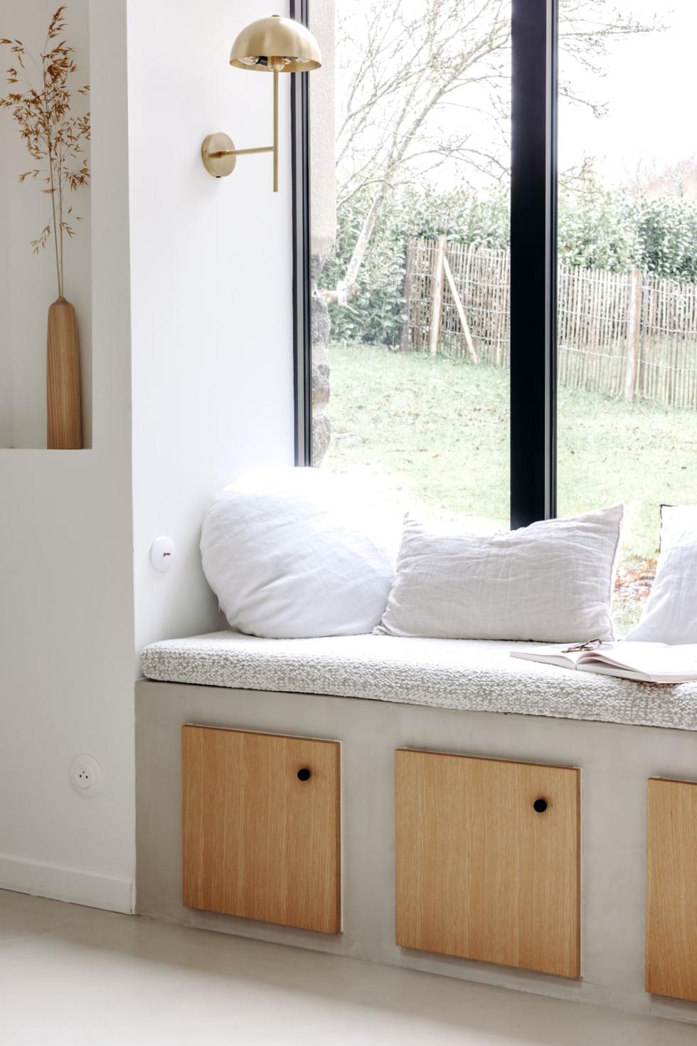 banquette béton chêne