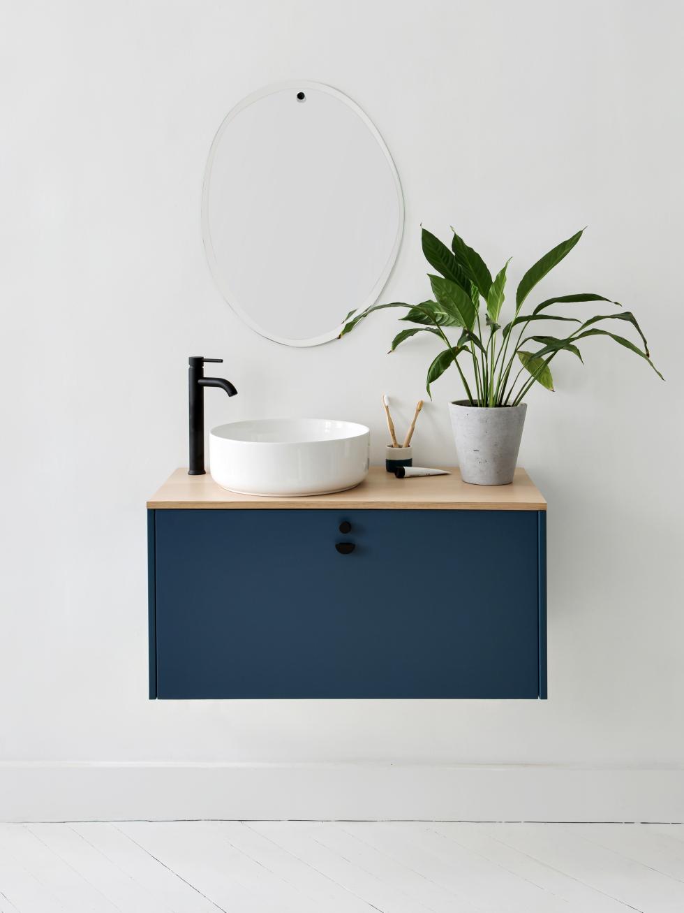 Salle de bain bleu gris