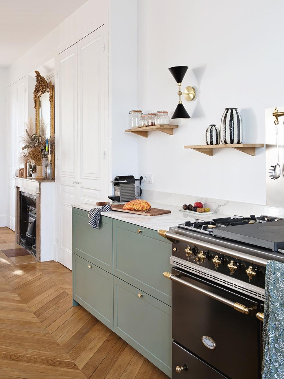 Cuisine shaker vert de gris