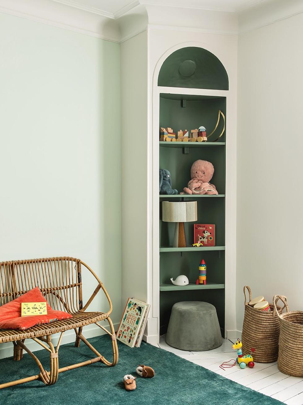 chambre vert de gris