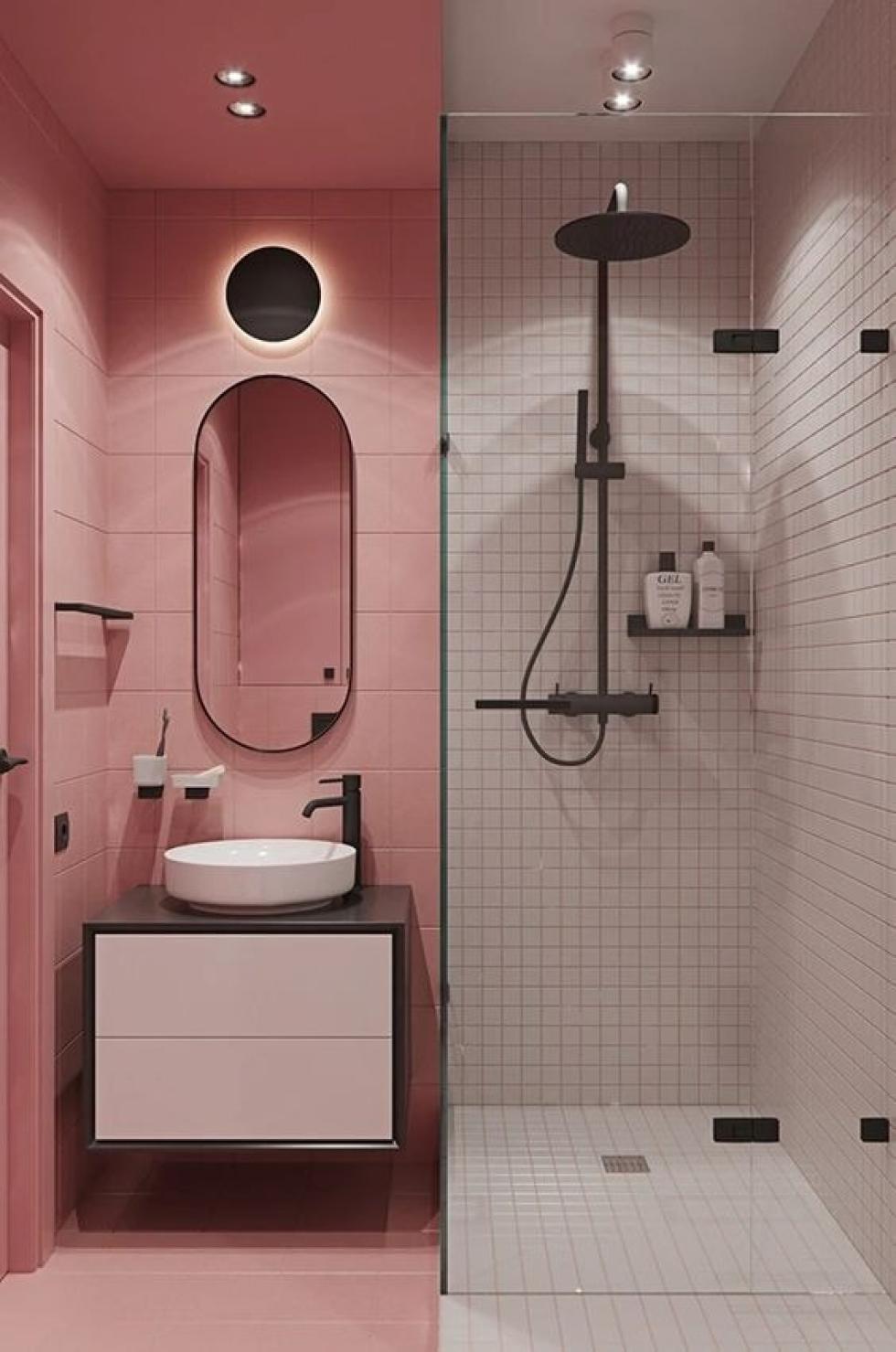 Salle de bain rose