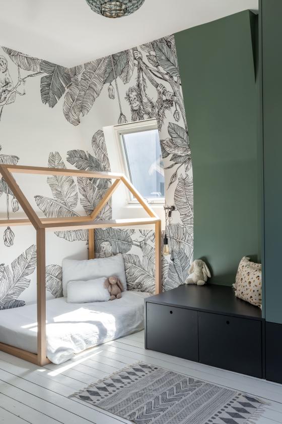 Chambre enfant noire et verte