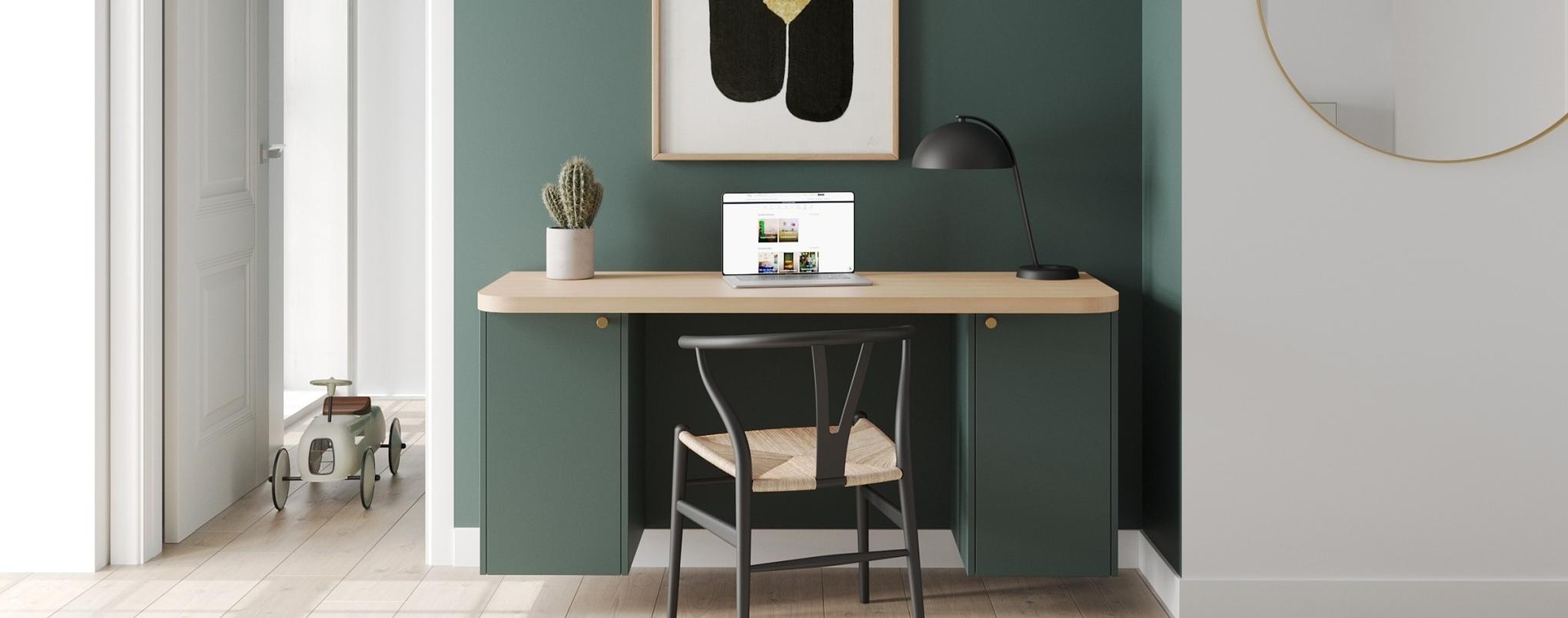 Bureau bleu paon