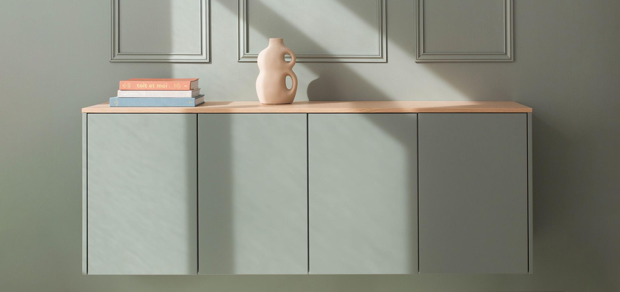 Meuble salon rouge chene