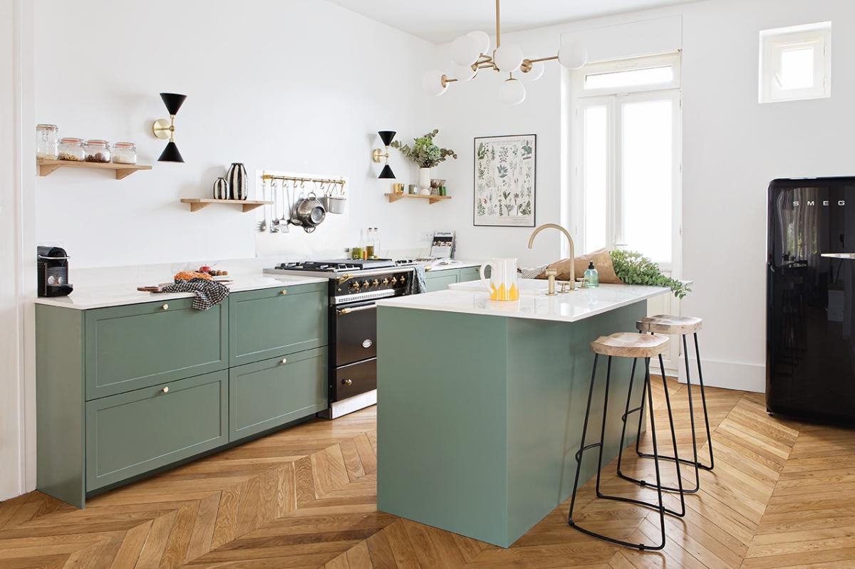 Cuisine shaker vert de gris